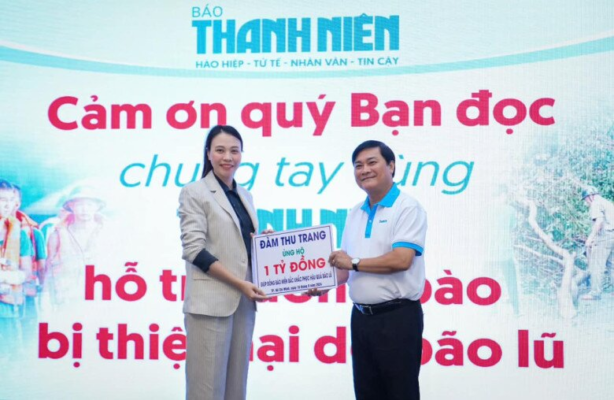 Đàm Thu Trang ủng hộ 1 tỷ đồng cho những người dân vùng thiên tai.