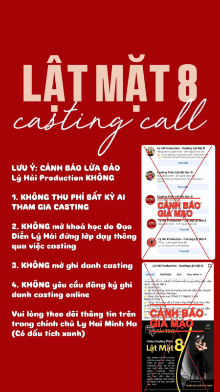 Lý Hải – Minh Hà thông tin chính thức về trường hợp giả mạo, lợi dụng casting Lật Mặt để trục lợi